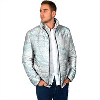 White Sunday Lotu Tamaiti Padded Jacket Polynesian Wave Pastel Cyan LT9 - Polynesian Pride