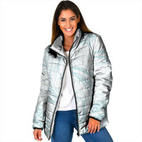 White Sunday Lotu Tamaiti Padded Jacket Polynesian Wave Pastel Cyan LT9 Women Cyan - Polynesian Pride