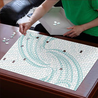 White Sunday Lotu Tamaiti Puzzle Polynesian Wave Pastel Cyan - Polynesian Pride