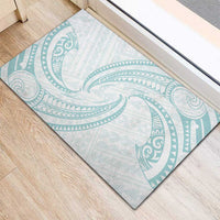 White Sunday Lotu Tamaiti Rubber Doormat Polynesian Wave Pastel Cyan LT9 - Polynesian Pride