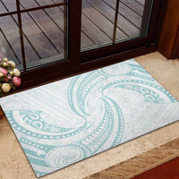 White Sunday Lotu Tamaiti Rubber Doormat Polynesian Wave Pastel Cyan LT9 - Polynesian Pride