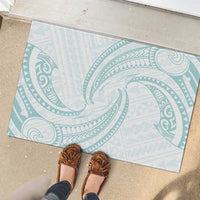 White Sunday Lotu Tamaiti Rubber Doormat Polynesian Wave Pastel Cyan LT9 - Polynesian Pride