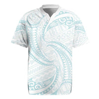 White Sunday Lotu Tamaiti Rugby Jersey Polynesian Wave Pastel Cyan - Polynesian Pride