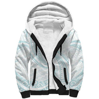 White Sunday Lotu Tamaiti Sherpa Hoodie Polynesian Wave Pastel Cyan - Polynesian Pride