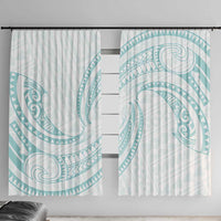 White Sunday Lotu Tamaiti Window Curtain Polynesian Wave Pastel Cyan - Polynesian Pride