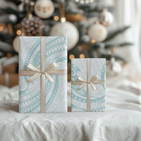 White Sunday Lotu Tamaiti Wrapping Paper Polynesian Wave Pastel Cyan - Polynesian Pride