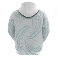 White Sunday Lotu Tamaiti Zip Hoodie Polynesian Wave Pastel Cyan - Polynesian Pride