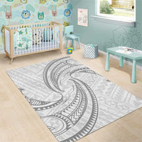 White Sunday Lotu Tamaiti Area Rug Polynesian Wave Pastel Gray - Polynesian Pride