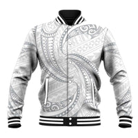 White Sunday Lotu Tamaiti Baseball Jacket Polynesian Wave Pastel Gray LT9 Unisex Gray - Polynesian Pride