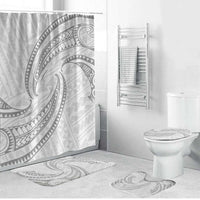 White Sunday Lotu Tamaiti Bathroom Set Polynesian Wave Pastel Gray - Polynesian Pride