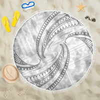 White Sunday Lotu Tamaiti Beach Blanket Polynesian Wave Pastel Gray - Polynesian Pride