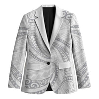 White Sunday Lotu Tamaiti Blazer Polynesian Wave Pastel Gray - Polynesian Pride