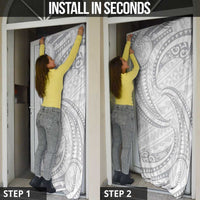 White Sunday Lotu Tamaiti Door Cover Polynesian Wave Pastel Gray LT9 - Polynesian Pride