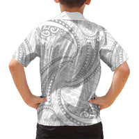 White Sunday Lotu Tamaiti Hawaiian Shirt Polynesian Wave Pastel Gray - Polynesian Pride