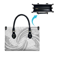 White Sunday Lotu Tamaiti Leather Bag Polynesian Wave Pastel Gray - Polynesian Pride
