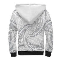 White Sunday Lotu Tamaiti Sherpa Hoodie Polynesian Wave Pastel Gray - Polynesian Pride