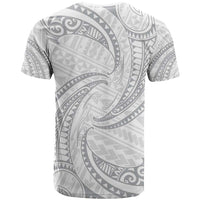 White Sunday Lotu Tamaiti T Shirt Polynesian Wave Pastel Gray - Polynesian Pride