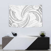 White Sunday Lotu Tamaiti Tapestry Polynesian Wave Pastel Gray LT9 - Polynesian Pride