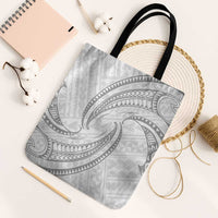 White Sunday Lotu Tamaiti Tote Bag Polynesian Wave Pastel Gray LT9 Black Strap One Size Gray - Polynesian Pride