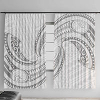 White Sunday Lotu Tamaiti Window Curtain Polynesian Wave Pastel Gray - Polynesian Pride