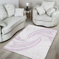 White Sunday Lotu Tamaiti Area Rug Polynesian Wave Pastel Mauve - Polynesian Pride