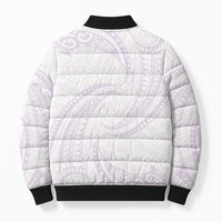 White Sunday Lotu Tamaiti Bomber Puffer Jacket Polynesian Wave Pastel Mauve LT9 - Polynesian Pride
