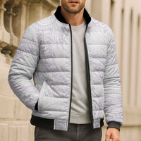White Sunday Lotu Tamaiti Bomber Puffer Jacket Polynesian Wave Pastel Mauve LT9 - Polynesian Pride