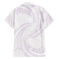 White Sunday Lotu Tamaiti Family Matching Short Sleeve Bodycon Dress and Hawaiian Shirt Polynesian Wave Pastel Mauve - Polynesian Pride