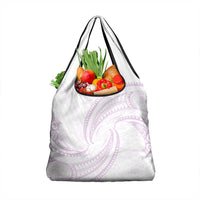 White Sunday Lotu Tamaiti Grocery Bag Polynesian Wave Pastel Mauve - Polynesian Pride