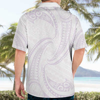 White Sunday Lotu Tamaiti Hawaiian Shirt Polynesian Wave Pastel Mauve - Polynesian Pride
