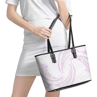 White Sunday Lotu Tamaiti Leather Tote Bag Polynesian Wave Pastel Mauve - Polynesian Pride