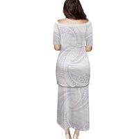 White Sunday Lotu Tamaiti Puletasi Polynesian Wave Pastel Mauve - Polynesian Pride