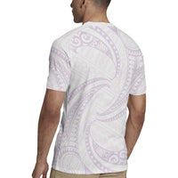 White Sunday Lotu Tamaiti Rugby Jersey Polynesian Wave Pastel Mauve - Polynesian Pride
