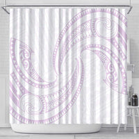 White Sunday Lotu Tamaiti Shower Curtain Polynesian Wave Pastel Mauve - Polynesian Pride