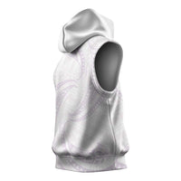 White Sunday Lotu Tamaiti Sleeveless Hoodie Polynesian Wave Pastel Mauve LT9 - Polynesian Pride