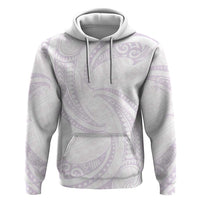 White Sunday Lotu Tamaiti Zip Hoodie Polynesian Wave Pastel Mauve - Polynesian Pride