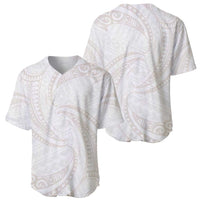 White Sunday Lotu Tamaiti Baseball Jersey Polynesian Wave Pastel Nude - Polynesian Pride