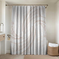 White Sunday Lotu Tamaiti Bathroom Set Polynesian Wave Pastel Nude LT9 Shower Curtain Only Nude - Polynesian Pride