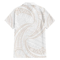 White Sunday Lotu Tamaiti Family Matching Tank Maxi Dress and Hawaiian Shirt Polynesian Wave Pastel Nude - Polynesian Pride