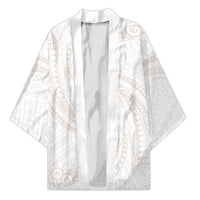 White Sunday Lotu Tamaiti Kimono Polynesian Wave Pastel Nude - Polynesian Pride