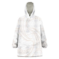 White Sunday Lotu Tamaiti Wearable Blanket Hoodie Polynesian Wave Pastel Nude - Polynesian Pride