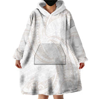 White Sunday Lotu Tamaiti Wearable Blanket Hoodie Polynesian Wave Pastel Nude - Polynesian Pride