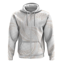 White Sunday Lotu Tamaiti Zip Hoodie Polynesian Wave Pastel Nude - Polynesian Pride