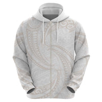 White Sunday Lotu Tamaiti Zip Hoodie Polynesian Wave Pastel Nude - Polynesian Pride