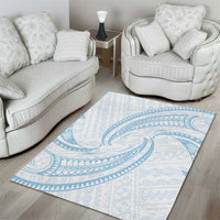 White Sunday Lotu Tamaiti Area Rug Polynesian Wave Pastel Sky Blue - Polynesian Pride