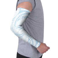 White Sunday Lotu Tamaiti Arm Sleeves Polynesian Wave Pastel Sky Blue LT9 - Polynesian Pride
