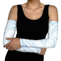 White Sunday Lotu Tamaiti Arm Sleeves Polynesian Wave Pastel Sky Blue LT9 - Polynesian Pride