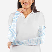 White Sunday Lotu Tamaiti Arm Sleeves Polynesian Wave Pastel Sky Blue LT9 - Polynesian Pride