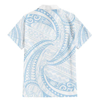 White Sunday Lotu Tamaiti Family Matching Mermaid Dress and Hawaiian Shirt Polynesian Wave Pastel Sky Blue - Polynesian Pride