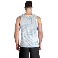White Sunday Lotu Tamaiti Men Tank Top Polynesian Wave Pastel Sky Blue - Polynesian Pride
